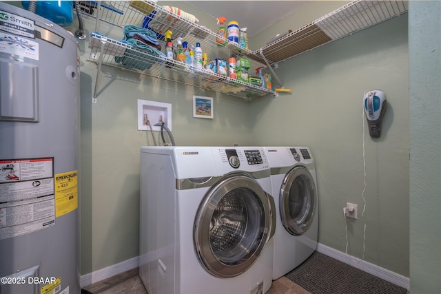 3370 Ocean Shore Blvd Unit 202B, Ormond Beach, FL 32176 - laundry area featuring water heater and washer and clothes dryer