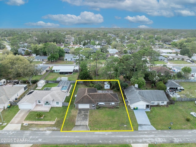 aerial view with a residential view