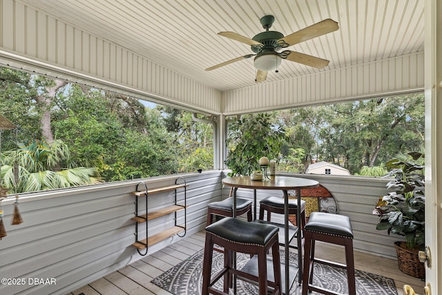 deck featuring ceiling fan