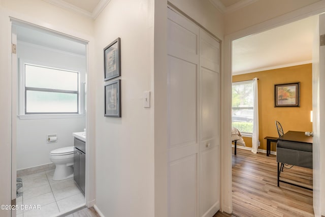 92 S Orchard St, Ormond Beach, FL 32174 - corridor featuring crown molding and baseboards