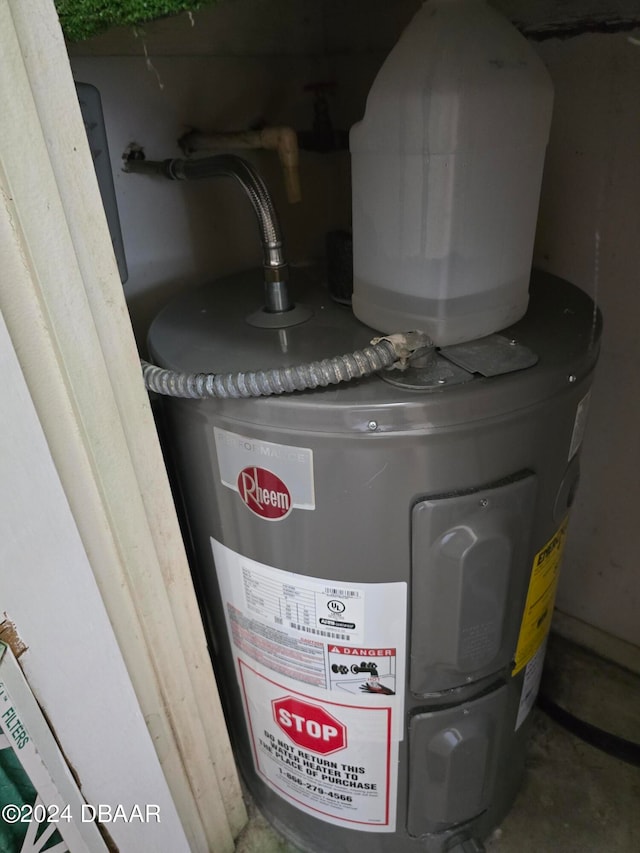 utility room featuring water heater