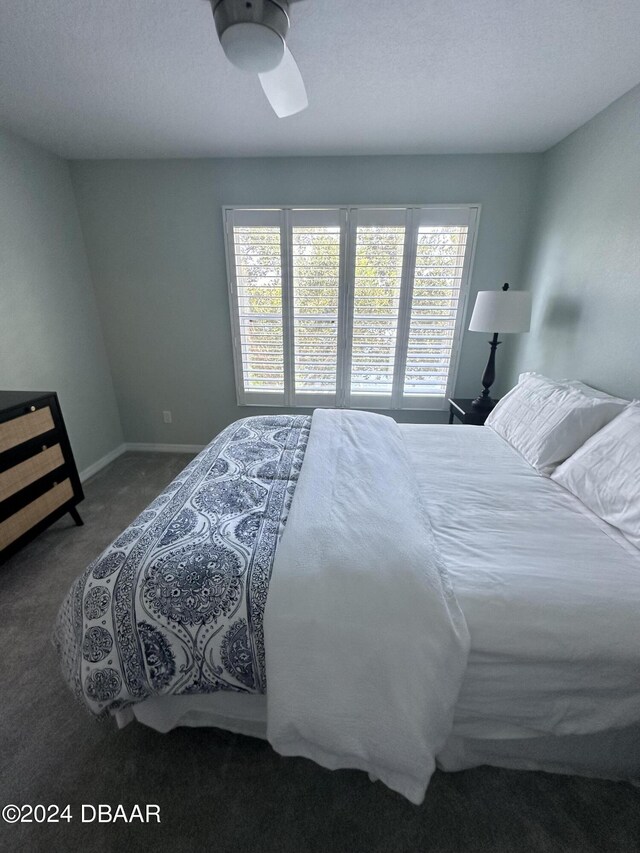 1021 Alabama Ave, Holly Hill, FL 32117 - carpeted bedroom with multiple windows, baseboards, and a ceiling fan
