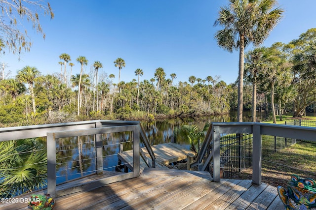 dock area featuring a water view