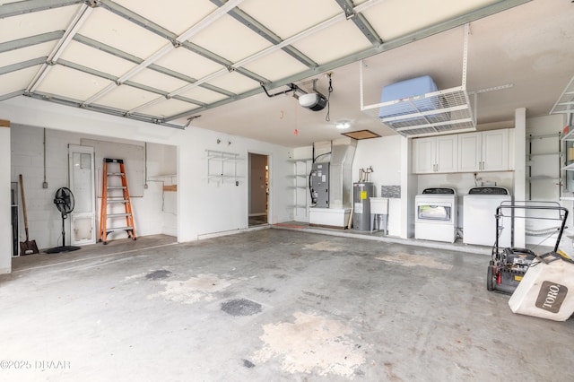 3643 Scott St, Port Orange, FL 32129 - garage featuring washer and dryer, electric water heater, and a garage door opener