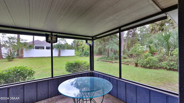 view of unfurnished sunroom