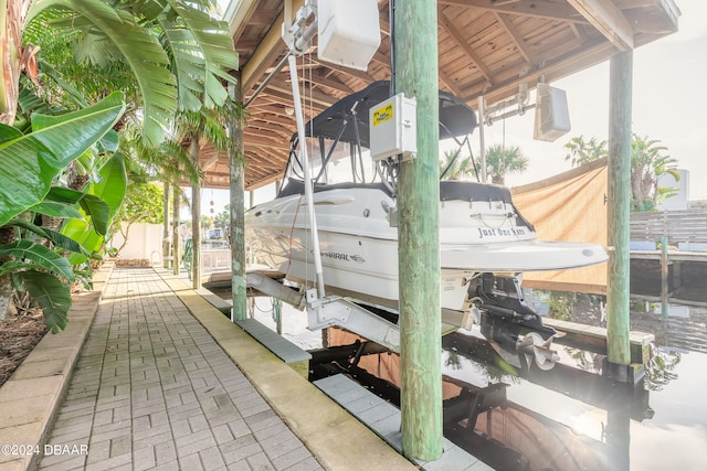 view of patio / terrace featuring a dock