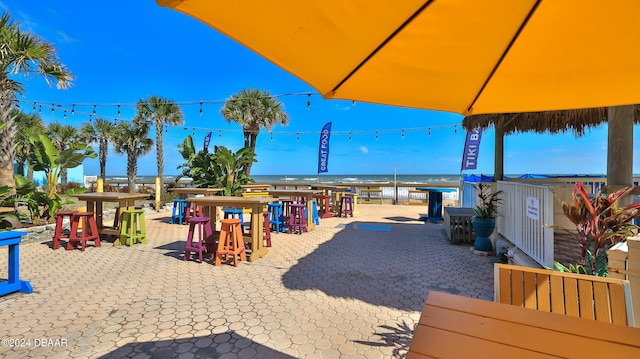 exterior space with a view of the beach and a water view