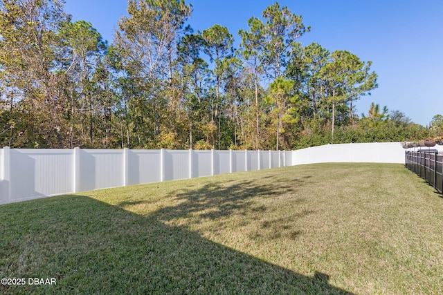 view of yard featuring a fenced backyard