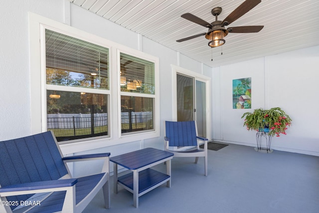 view of patio / terrace with ceiling fan