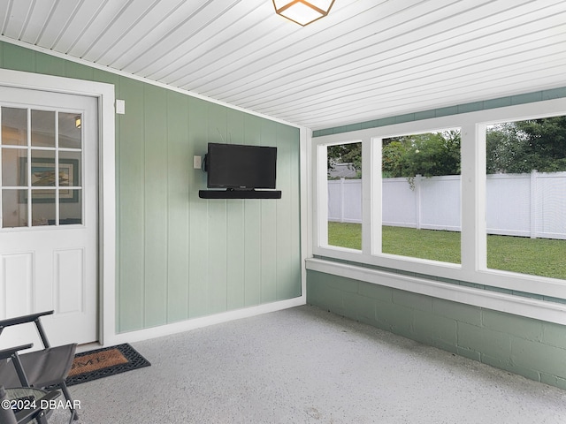 view of unfurnished sunroom