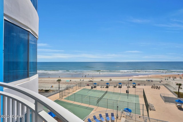 view of water feature featuring a beach view