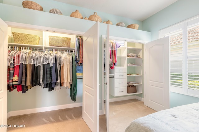 bedroom featuring carpet flooring, baseboards, and a closet