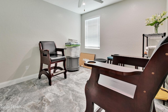 home office featuring ceiling fan