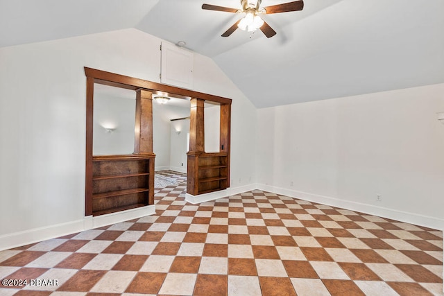 additional living space with lofted ceiling and ceiling fan