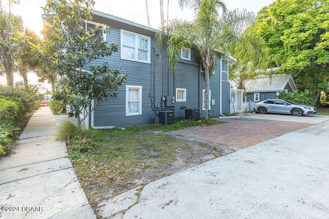 view of property exterior featuring central air condition unit