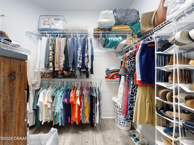 spacious closet with hardwood / wood-style floors