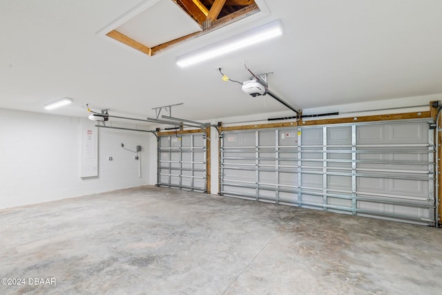 garage with a garage door opener