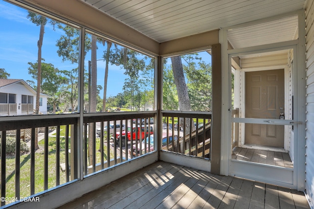 view of unfurnished sunroom