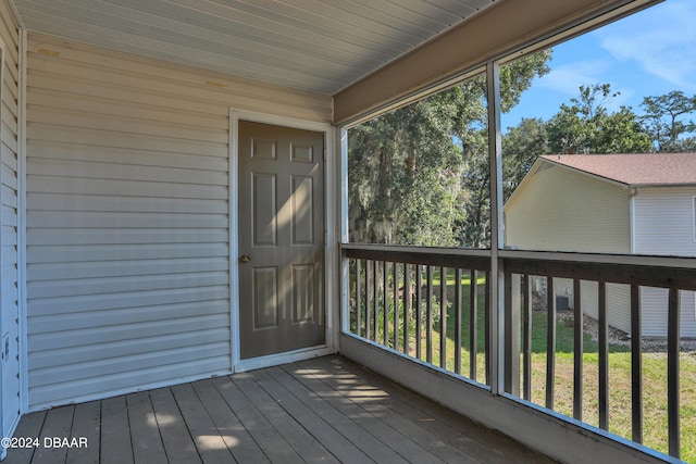 view of unfurnished sunroom