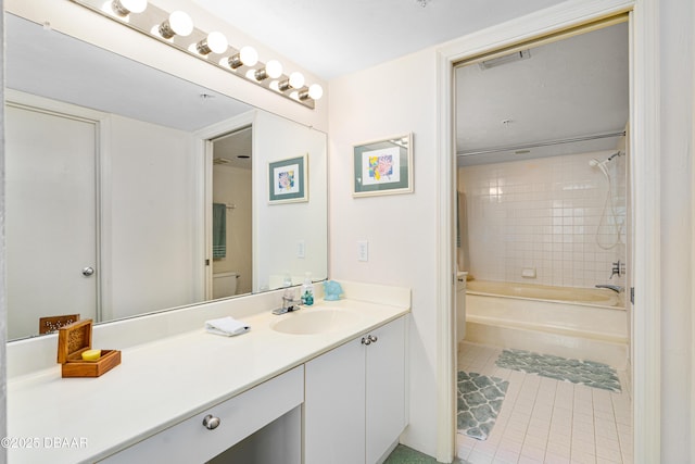 2545 S Atlantic Ave Unit 0102, Daytona Beach Shores, FL 32118 - full bathroom featuring vanity, tile patterned flooring, and  shower combination