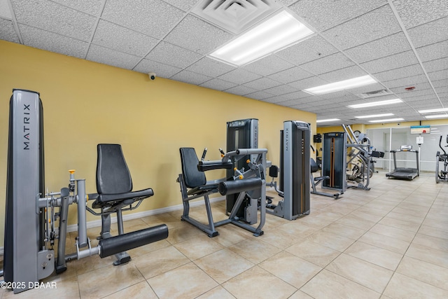 2545 S Atlantic Ave Unit 0102, Daytona Beach Shores, FL 32118 - workout area featuring a drop ceiling and baseboards