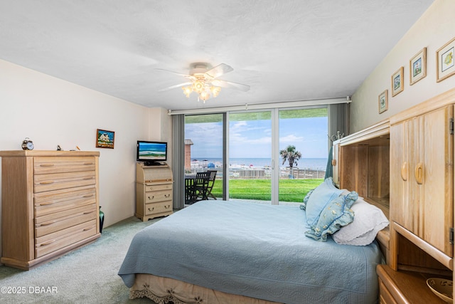 2545 S Atlantic Ave Unit 0102, Daytona Beach Shores, FL 32118 - bedroom featuring access to outside, carpet, and ceiling fan