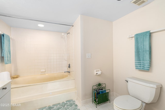 2545 S Atlantic Ave Unit 0102, Daytona Beach Shores, FL 32118 - bathroom featuring tile patterned floors, recessed lighting, vanity, and washtub / shower combination