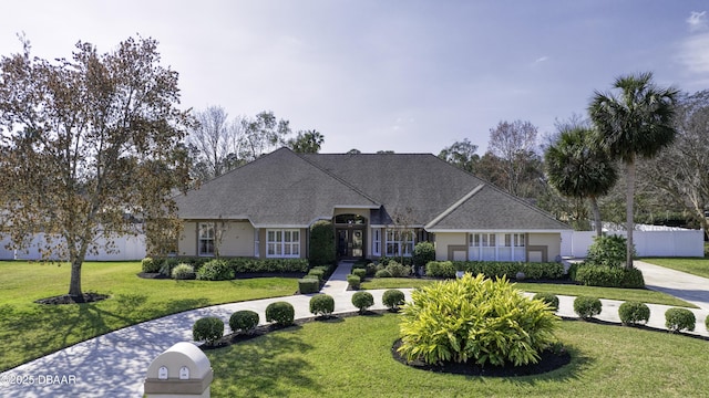 view of front facade with a front lawn