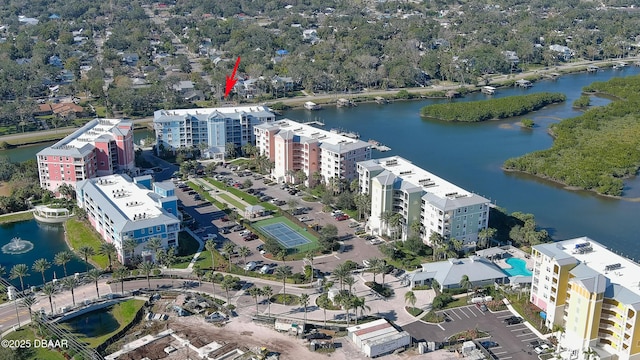 bird's eye view featuring a water view