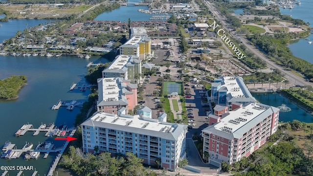 bird's eye view featuring a water view