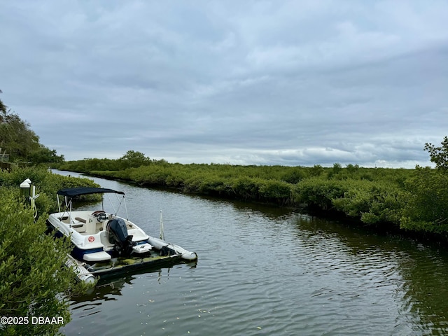 dock area featuring a water view