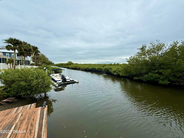 dock area featuring a water view