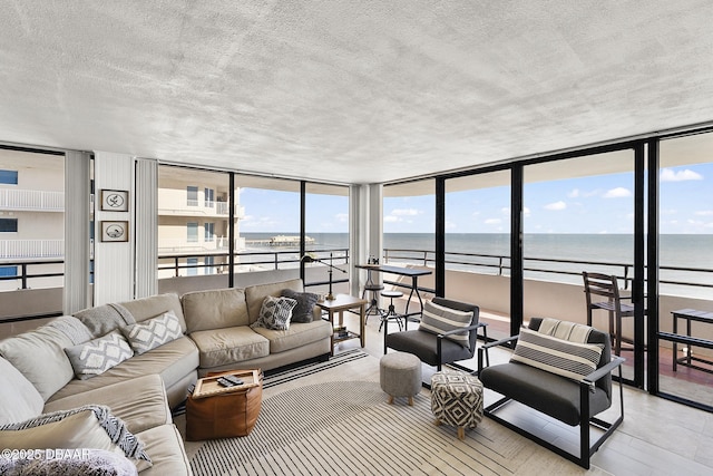 living room with a water view