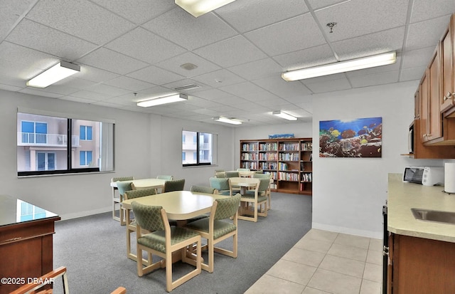 view of carpeted dining area