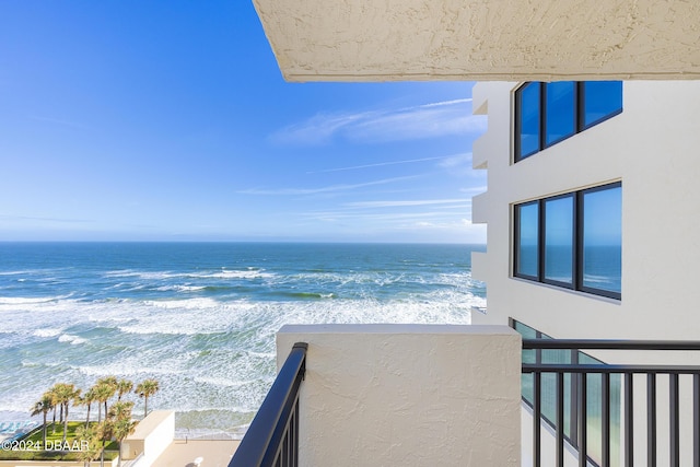 property view of water with a beach view