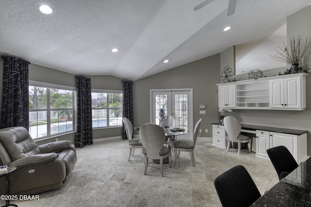 7 Foxfords Chase, Ormond Beach, FL 32174 - dining room with vaulted ceiling, recessed lighting, ceiling fan, and a textured ceiling
