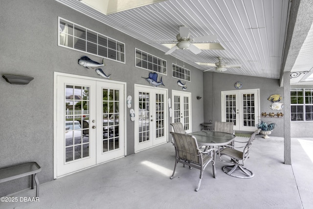 7 Foxfords Chase, Ormond Beach, FL 32174 - view of patio / terrace featuring french doors, ceiling fan, and outdoor dining space