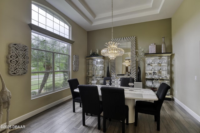 7 Foxfords Chase, Ormond Beach, FL 32174 - dining area featuring a chandelier, a raised ceiling, and wood finished floors