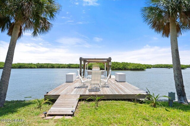 5967 Riverside Dr, Port Orange, FL 32127 - dock featuring a water view and a pergola