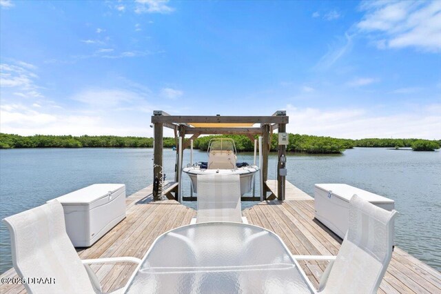 5967 Riverside Dr, Port Orange, FL 32127 - dock area featuring boat lift and a water view