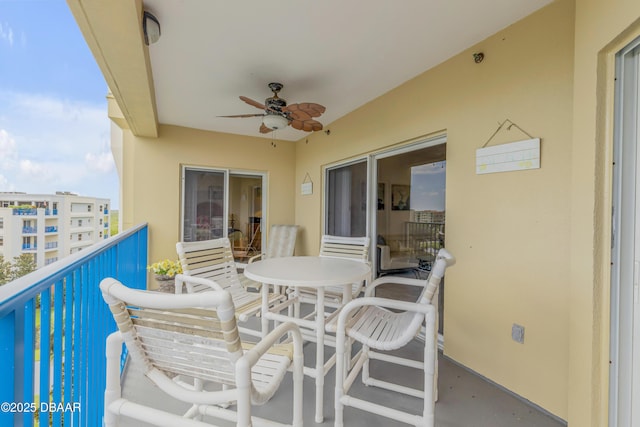 balcony with ceiling fan