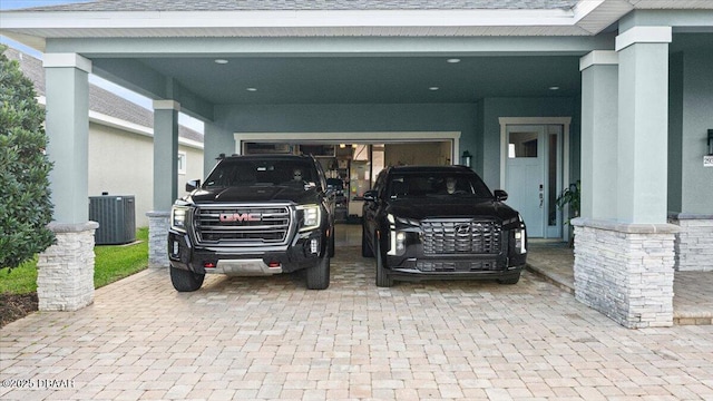 garage with central AC unit