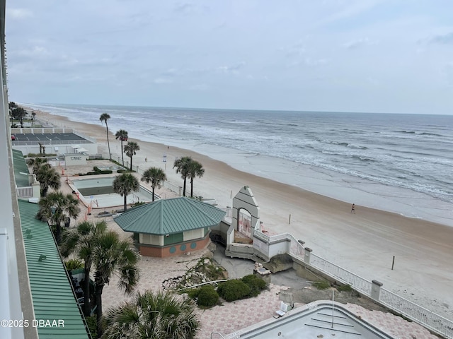 view of water feature featuring a beach view