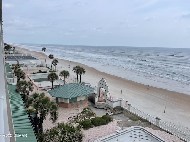 property view of water featuring a beach view