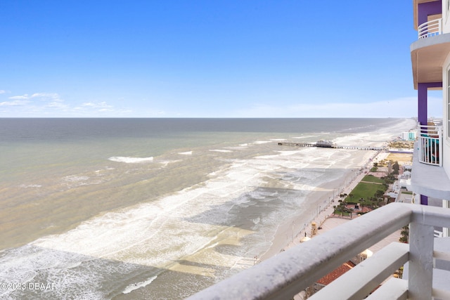 property view of water featuring a view of the beach