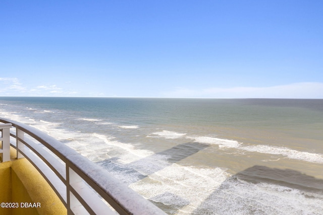 view of water feature with a view of the beach