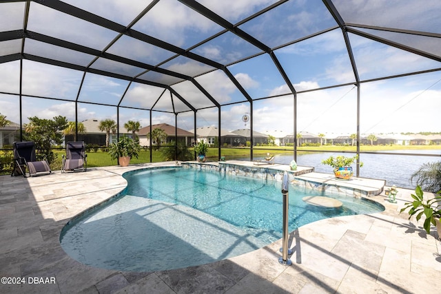 318 Good Life Way, Daytona Beach, FL 32124 - swimming pool featuring a patio area, a water view, a residential view, and a lanai