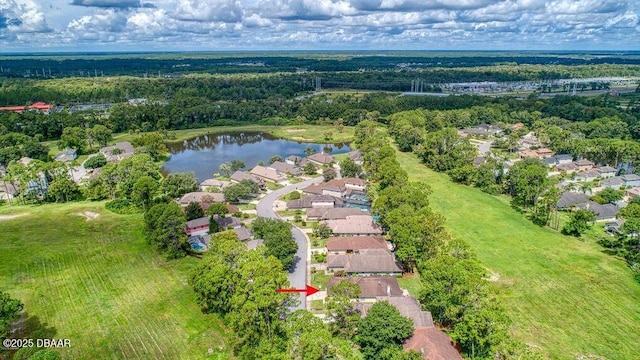 bird's eye view featuring a water view