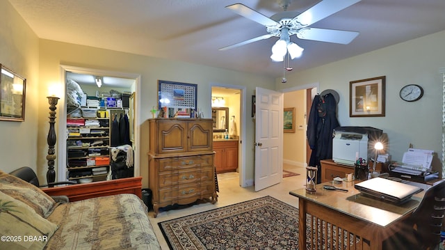 home office with ceiling fan