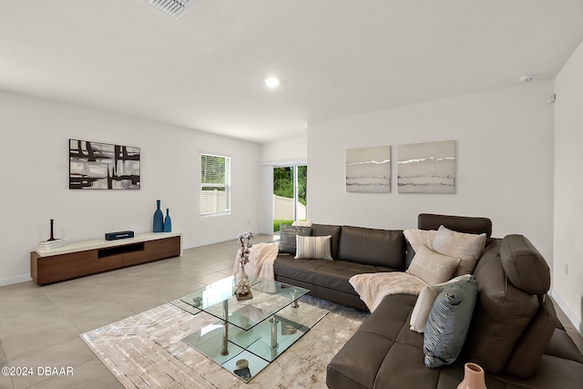 view of tiled living room